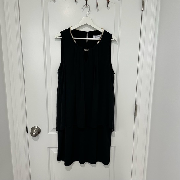 Calvin Klein Pleated Chain Neck Dress (Black) XL - Picture 3 of 7